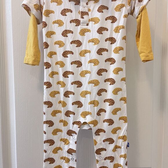Kickee Pants Natural Croissants Polo Romper Bamboo Boys Size 18-24 Months - Picture 3 of 14